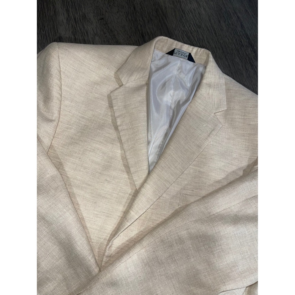 Jos. A. Bank Mens 44L Beige Blazer Linen Wool Blend Two Button Sport Coat